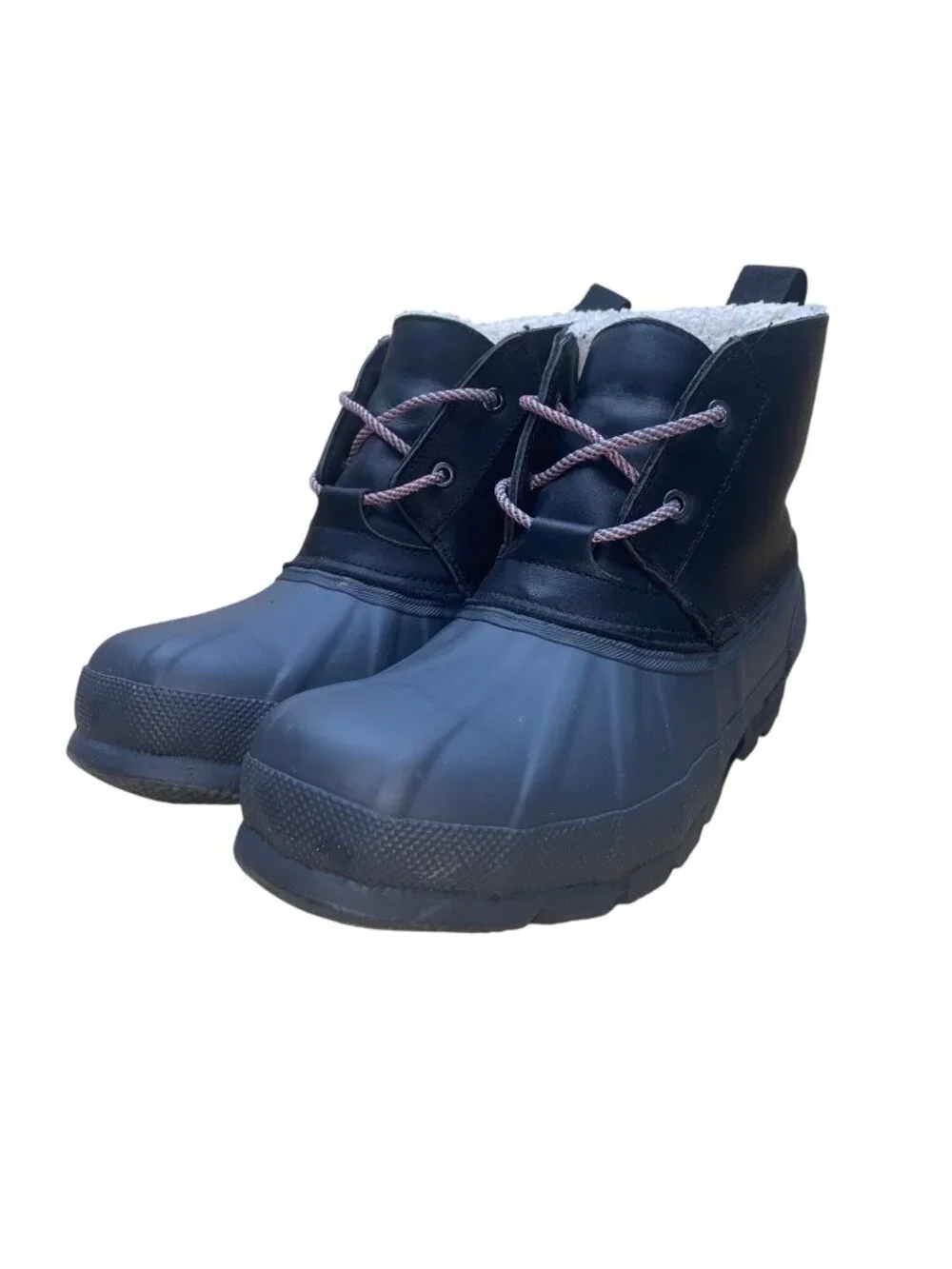 Hunter Men’s Black Rubber Insulated Lining Lace-Up Waterproof Duck Boots Size 10